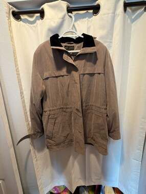 Gallery Casual Jacket Brown Size XL Velvet Collar Utility Coat
